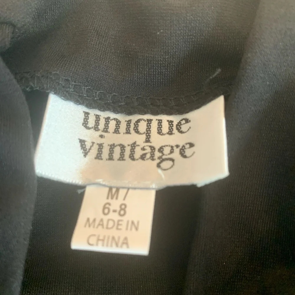 EUC Unique Vintage Black Gathered Neckline Friday Night Bodysuit Sz M - Picture 6 of 10